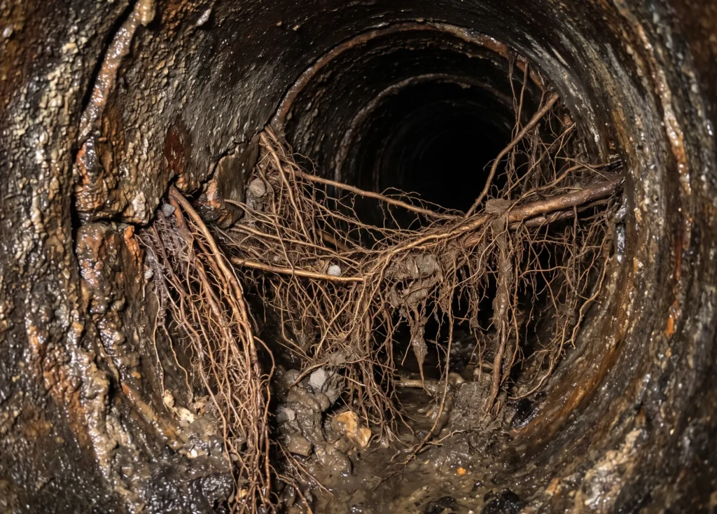 Sewer Cleaning in Seattle Clearing Tree Roots In Pipes Before Fall ()